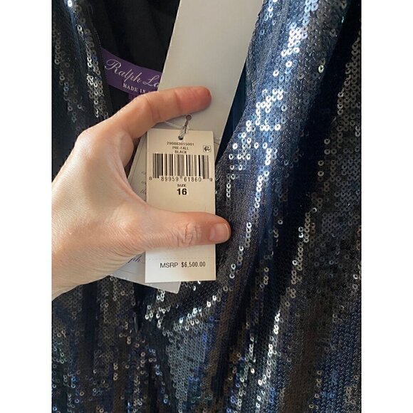 Ralph Lauren Purple Label Missandra Sequin Evening Dress Gown 16 Black Backless - Picture 11 of 16